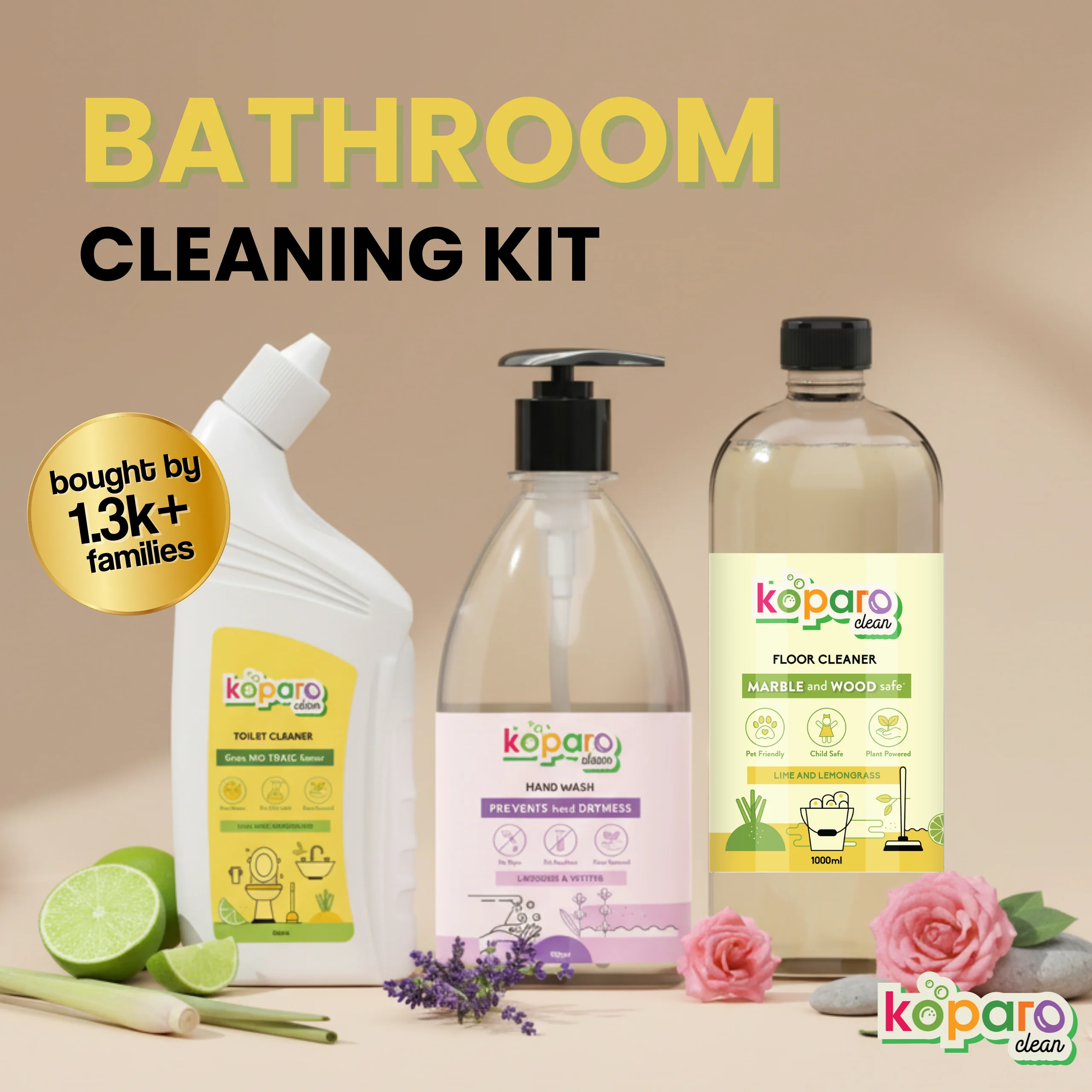Bathroom Kit - Floor Cleaner - 1L, Toilet Cleaner 800ml, Hand Wash - 500ml - Image 17