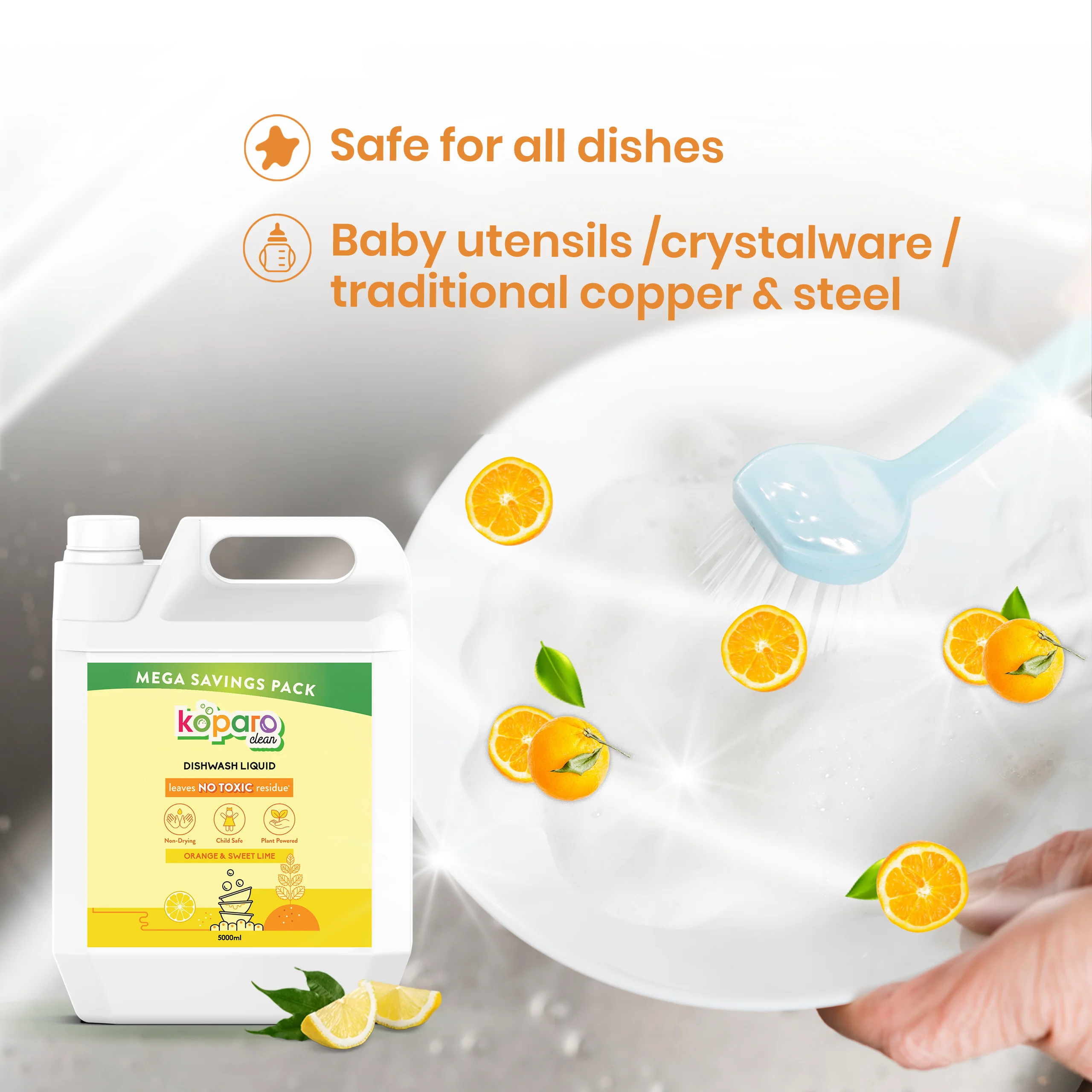 Natural Dishwashing Liquid – Orange & Sweet Lime - Image 4