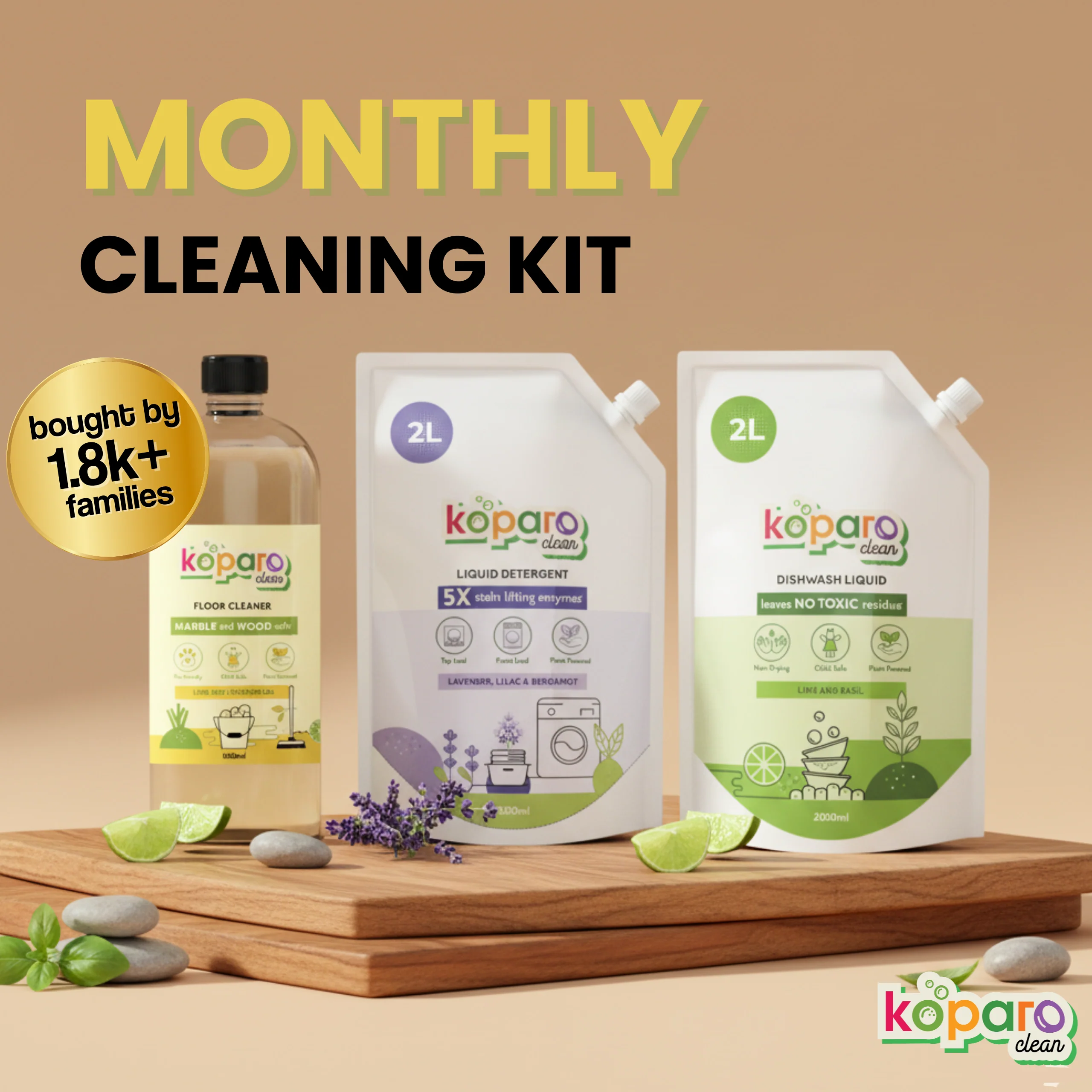 Monthly Kit - 2L Dishwash, 2L Detergent & 1L Floor Cleaner - Image 25