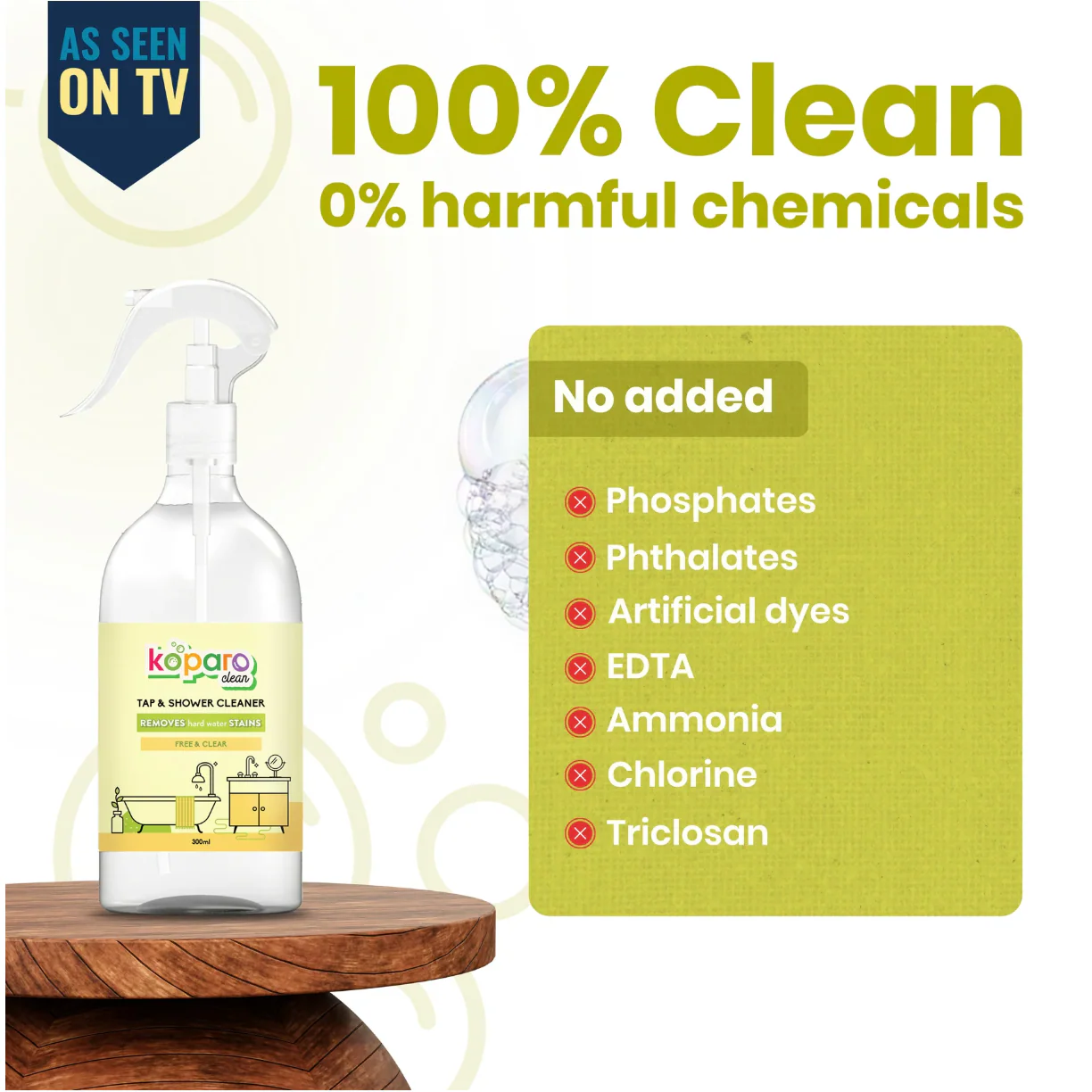 Superhero Cleaning Kit – Degreaser - 400ml, Tap & Shower Cleaner - 300ml, Wood Surface Cleaner - 300ml, Descaler - 4 Sachets - Image 6